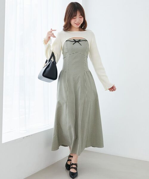 MAJESTIC LEGON（マジェスティックレゴン）の「リブニット×デコルテオープンワンピ（ワンピース・レディース・ホワイト系その他2/ブラック系その他/グレー系その他・X-SMALL/SMALL/MEDIUM）」の8枚目の写真