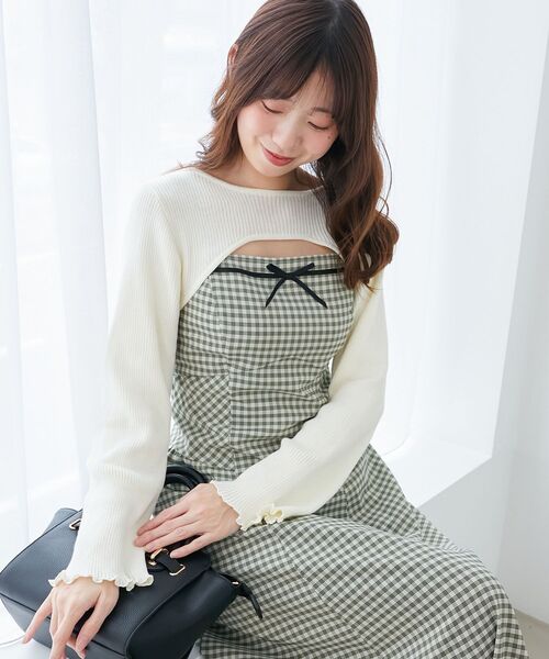 MAJESTIC LEGON（マジェスティックレゴン）の「リブニット×デコルテオープンワンピ（ワンピース・レディース・ホワイト系その他2/ブラック系その他/グレー系その他・X-SMALL/SMALL/MEDIUM）」の12枚目の写真