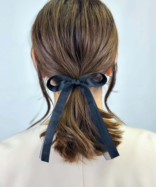 セール】サテン×オーガンジーリボンポニー ヘアゴム（ヘアゴム