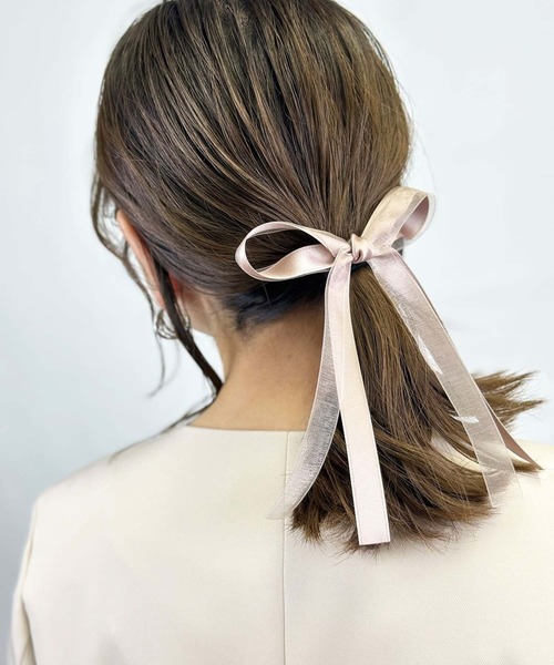 サテン×オーガンジーリボンポニー ヘアゴム（ヘアゴム）｜Heartdance