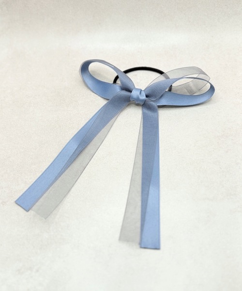 セール】サテン×オーガンジーリボンポニー ヘアゴム（ヘアゴム