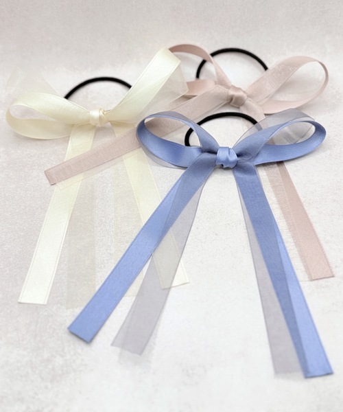 セール】サテン×オーガンジーリボンポニー ヘアゴム（ヘアゴム