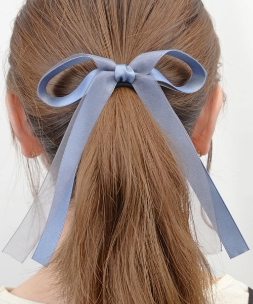 セール】サテン×オーガンジーリボンポニー ヘアゴム（ヘアゴム
