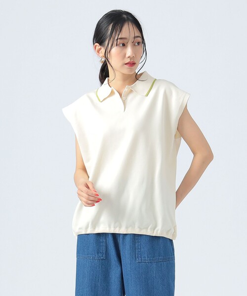 BEAMS HEART（ビームスハート）の「ドロスト ノースリーブ ポロニット（ポロシャツ・レディース・ホワイト系その他5/ピンク/ブラウン系その他4/レッド・FREE）」の17枚目の写真