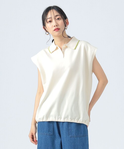 BEAMS HEART（ビームスハート）の「ドロスト ノースリーブ ポロニット（ポロシャツ・レディース・ホワイト系その他5/ピンク/ブラウン系その他4/レッド・FREE）」の7枚目の写真