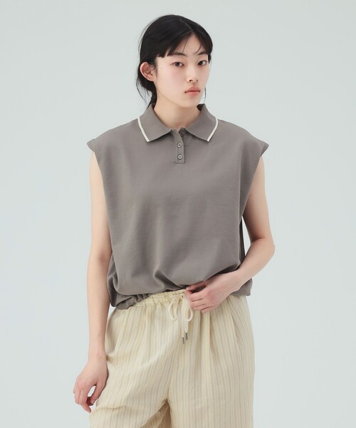 BEAMS HEART(ビームスハート)の「【8/13値下げ】ドロスト ノースリーブ ポロニット(ポロシャツ・レディース・ホワイト系その他5/ピンク/ブラウン系その他4/レッド・FREE)」の5枚目の写真