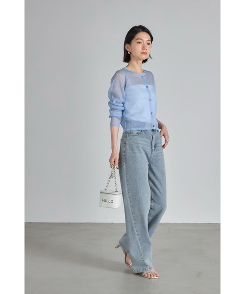 &. NOSTALGIA(アンドドットノスタルジア)の「ハート釦ラメシアーリブカーデ(カーディガン/ボレロ・レディース・ブラック/ライトブルー/ホワイト・M)」の11枚目の写真