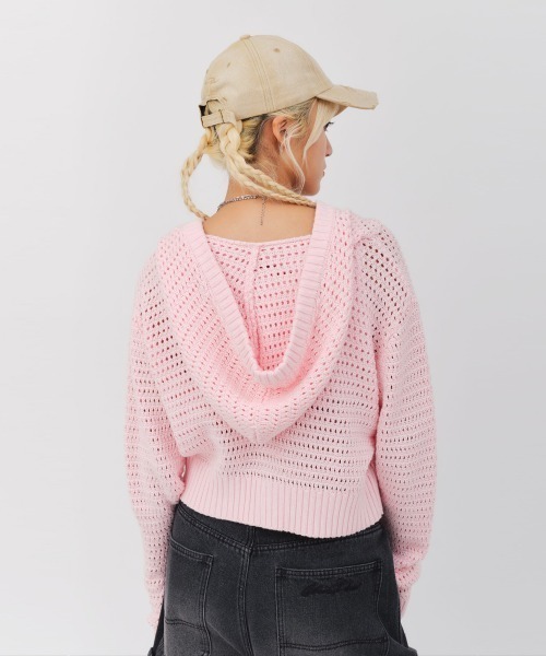 atmos pink（アトモスピンク）の「atmos pink Hoodie Knit Cardigan / アトモス ピンク フーディ ニット カーディガン（ニット/セーター・レディース・ピンク/アイボリー/ブラック・FREE）」の7枚目の写真