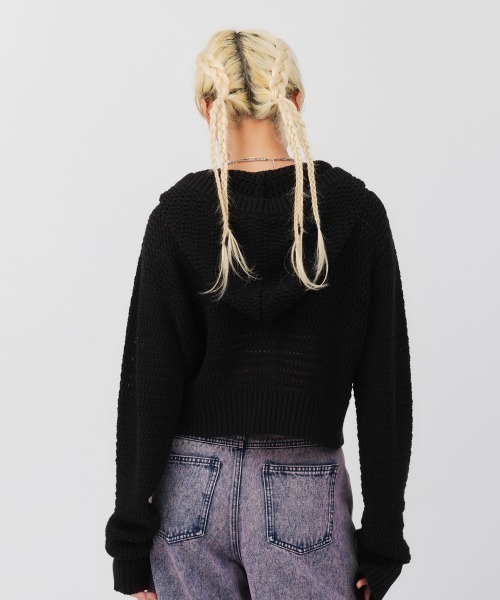 atmos pink（アトモスピンク）の「atmos pink Hoodie Knit Cardigan / アトモス ピンク フーディ ニット カーディガン（ニット/セーター・レディース・ピンク/アイボリー/ブラック・FREE）」の15枚目の写真