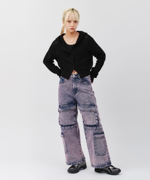 atmos pink（アトモスピンク）の「atmos pink Hoodie Knit Cardigan / アトモス ピンク フーディ ニット カーディガン（ニット/セーター・レディース・ピンク/アイボリー/ブラック・FREE）」の14枚目の写真