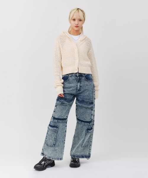 atmos pink（アトモスピンク）の「atmos pink Hoodie Knit Cardigan / アトモス ピンク フーディ ニット カーディガン（ニット/セーター・レディース・ピンク/アイボリー/ブラック・FREE）」の22枚目の写真