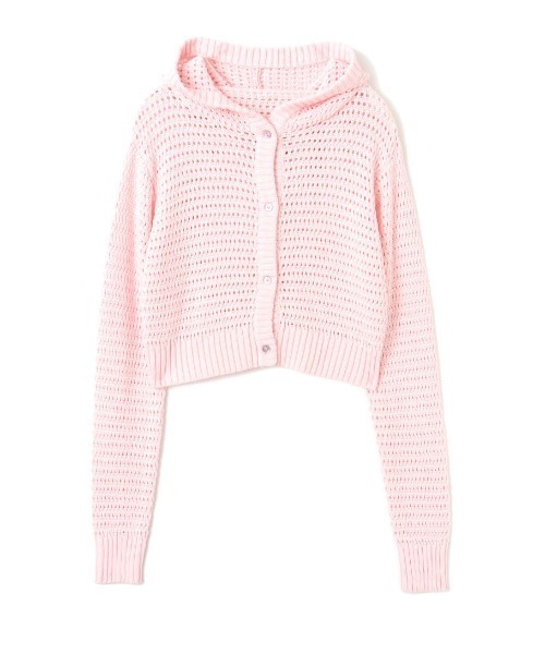 atmos pink（アトモスピンク）の「atmos pink Hoodie Knit Cardigan / アトモス ピンク フーディ ニット カーディガン（ニット/セーター・レディース・ピンク/アイボリー/ブラック・FREE）」の4枚目の写真