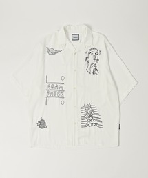 ブラウス シャツ 「ADAMPATEK/アダムパテック」butterfly embroidery short sleeve shirt 蝶刺繍柄シャツ ADAM PATEK ブラウス シャツ ADAMPATEK/overdyed cuban shirt