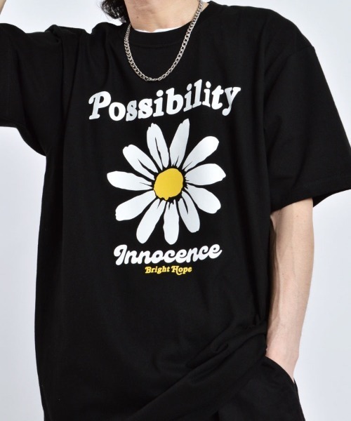 MODISH GAZE（モディシュガゼ）の「【MODISH GAZE】デイジープリントTシャツ(CP)（Tシャツ/カットソー・レディース・ネイビー/ブラック/ホワイト・L/XL/M）」の8枚目の写真