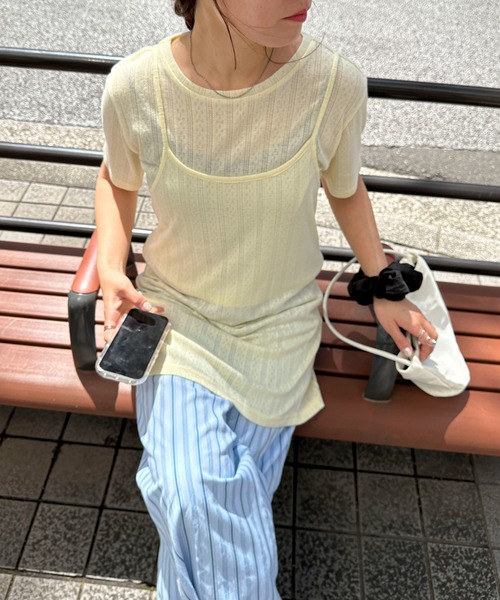 PILIT（ピリット）の「アイレット キャミソールチュニック（セットアップ対応）（キャミソール・レディース・ブラック/ブルー/レモンイエロー・MEDIUM）」の19枚目の写真