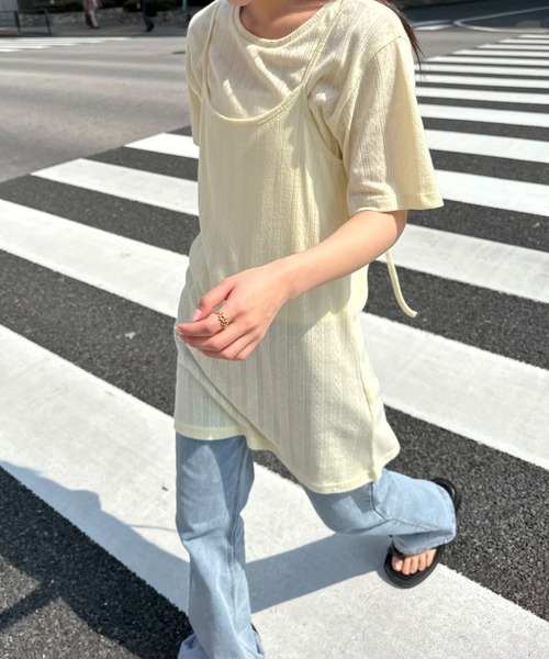 PILIT（ピリット）の「アイレット キャミソールチュニック（セットアップ対応）（キャミソール・レディース・ブラック/ブルー/レモンイエロー・MEDIUM）」の6枚目の写真