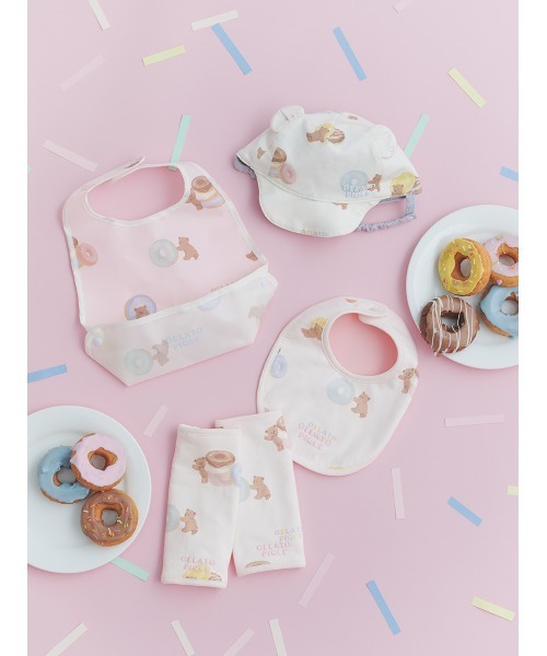 gelato pique(ジェラートピケ)の「【BABY】ドーナツベア柄サッキングパッド(抱っこ紐/ベルトカバー/スリング・キッズ・クリーム/ピンク・FREE)」の3枚目の写真