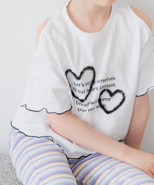 一枚でトレンド感☆]チュール刺繍Tシャツ(KIDS)（Tシャツ