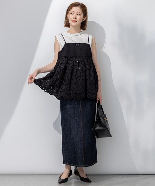 セール】【洗える】コットンエンブロイダリー キャミソール（シャツ