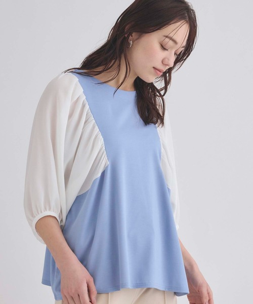 fifth(フィフス)の「ギャザー袖ドルマンカットソー(Tシャツ/カットソー・レディース・ホワイト/ブルー系その他/ブラック×ブラック/ホワイト×ブラック・M)」の4枚目の写真