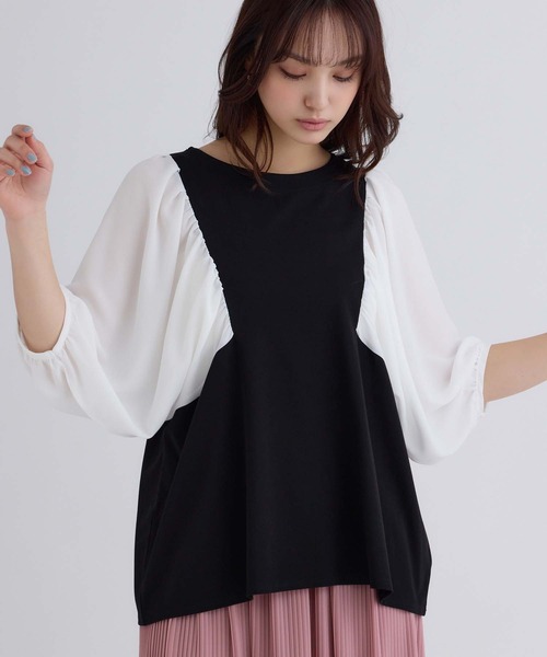 fifth(フィフス)の「ギャザー袖ドルマンカットソー(Tシャツ/カットソー・レディース・ホワイト/ブルー系その他/ブラック×ブラック/ホワイト×ブラック・M)」の12枚目の写真