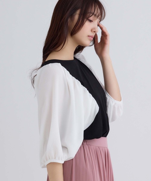 fifth(フィフス)の「ギャザー袖ドルマンカットソー(Tシャツ/カットソー・レディース・ホワイト/ブルー系その他/ブラック×ブラック/ホワイト×ブラック・M)」の14枚目の写真