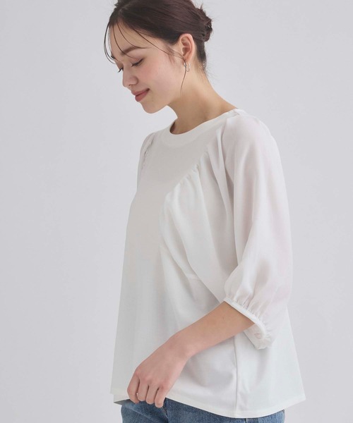 fifth(フィフス)の「ギャザー袖ドルマンカットソー(Tシャツ/カットソー・レディース・ホワイト/ブルー系その他/ブラック×ブラック/ホワイト×ブラック・M)」の7枚目の写真