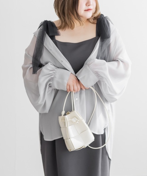 CLETTE(クレット)の「チュールリボンワンピース(ワンピース・レディース・チャコールグレー/ブラック/ピンク・LL/3L/4L)」の14枚目の写真
