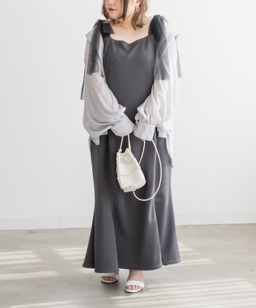 CLETTE(クレット)の「チュールリボンワンピース(ワンピース・レディース・チャコールグレー/ブラック/ピンク・LL/3L/4L)」の10枚目の写真