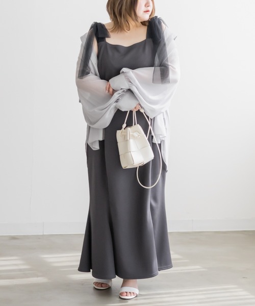 CLETTE(クレット)の「チュールリボンワンピース(ワンピース・レディース・チャコールグレー/ブラック/ピンク・LL/3L/4L)」の11枚目の写真