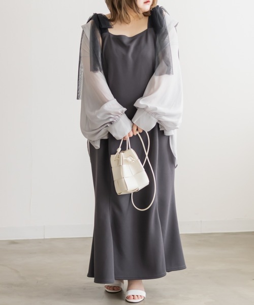 CLETTE(クレット)の「チュールリボンワンピース(ワンピース・レディース・チャコールグレー/ブラック/ピンク・LL/3L/4L)」の12枚目の写真