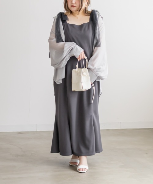 CLETTE(クレット)の「チュールリボンワンピース(ワンピース・レディース・チャコールグレー/ブラック/ピンク・LL/3L/4L)」の13枚目の写真