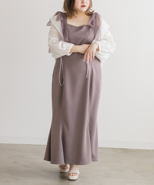 CLETTE(クレット)の「チュールリボンワンピース(ワンピース・レディース・チャコールグレー/ブラック/ピンク・LL/3L/4L)」の4枚目の写真