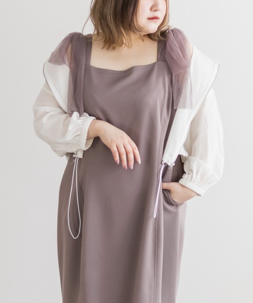 CLETTE(クレット)の「チュールリボンワンピース(ワンピース・レディース・チャコールグレー/ブラック/ピンク・LL/3L/4L)」の7枚目の写真