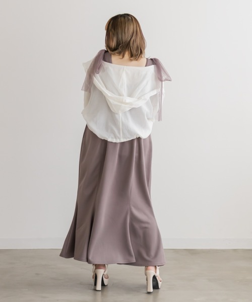 CLETTE(クレット)の「チュールリボンワンピース(ワンピース・レディース・チャコールグレー/ブラック/ピンク・LL/3L/4L)」の8枚目の写真