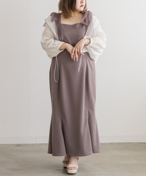 CLETTE(クレット)の「チュールリボンワンピース(ワンピース・レディース・チャコールグレー/ブラック/ピンク・LL/3L/4L)」の6枚目の写真