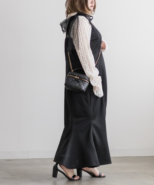 CLETTE(クレット)の「チュールリボンワンピース(ワンピース・レディース・チャコールグレー/ブラック/ピンク・LL/3L/4L)」の20枚目の写真