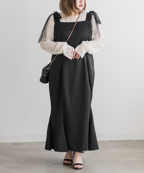 CLETTE(クレット)の「チュールリボンワンピース(ワンピース・レディース・チャコールグレー/ブラック/ピンク・LL/3L/4L)」の17枚目の写真