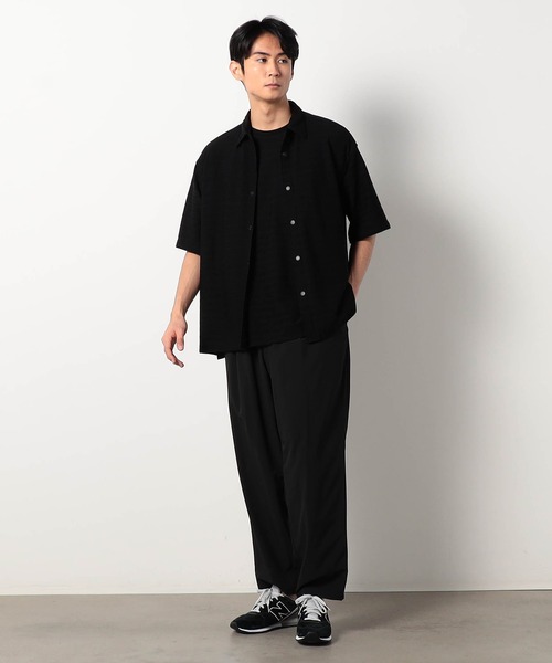 Grand PARK（グランドパーク）の「ジャガードメッシュ半袖シャツ（シャツ/ブラウス・メンズ・ブラック/チャコールグレー・LARGE/MEDIUM）」の3枚目の写真