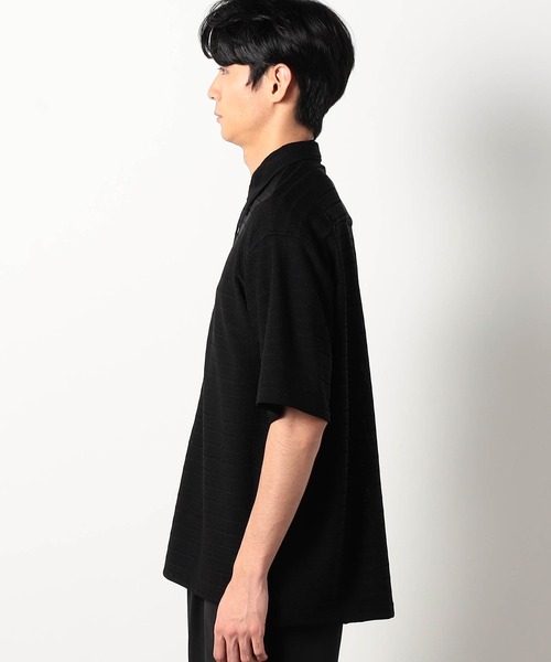 Grand PARK（グランドパーク）の「ジャガードメッシュ半袖シャツ（シャツ/ブラウス・メンズ・ブラック/チャコールグレー・LARGE/MEDIUM）」の5枚目の写真
