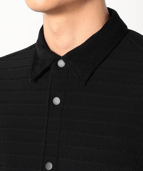 Grand PARK（グランドパーク）の「ジャガードメッシュ半袖シャツ（シャツ/ブラウス・メンズ・ブラック/チャコールグレー・LARGE/MEDIUM）」の6枚目の写真