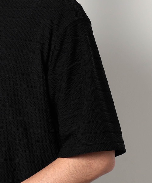 Grand PARK（グランドパーク）の「ジャガードメッシュ半袖シャツ（シャツ/ブラウス・メンズ・ブラック/チャコールグレー・LARGE/MEDIUM）」の7枚目の写真