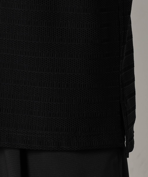 Grand PARK（グランドパーク）の「ジャガードメッシュ半袖シャツ（シャツ/ブラウス・メンズ・ブラック/チャコールグレー・LARGE/MEDIUM）」の8枚目の写真