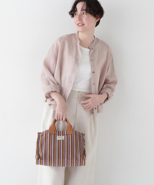 human woman(ヒューマンウーマン)の「◆ラミーバンドカラーシャツブラウス(シャツ/ブラウス・レディース・ピンク/イエロー/グレー系その他/グレー/ブルー・MEDIUM)」の5枚目の写真