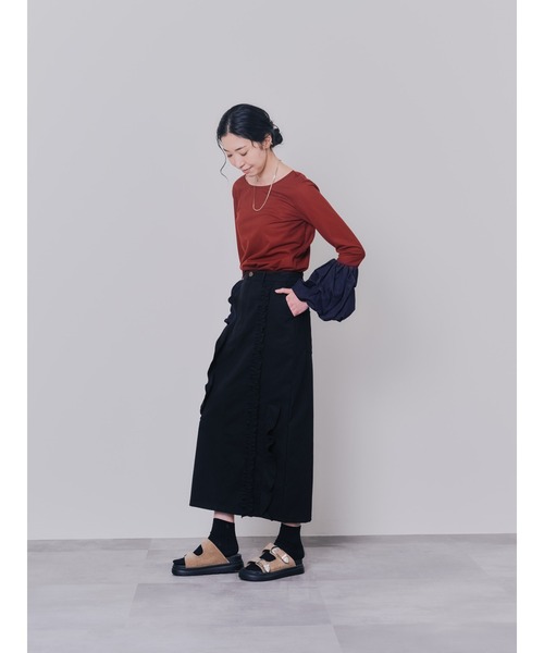 DOLLUPOOPS(ドールアップウップス)の「配色バルーンスリーブトップス(Tシャツ/カットソー・レディース・ワイン/ブラック/ライトグレー・38)」の12枚目の写真