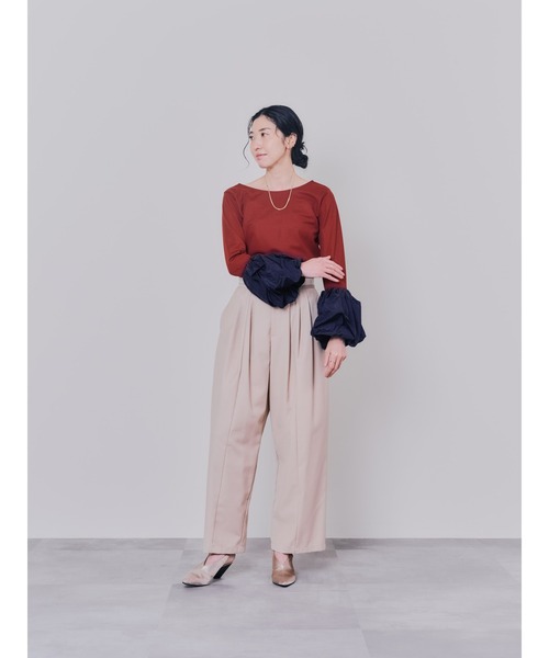 DOLLUPOOPS(ドールアップウップス)の「配色バルーンスリーブトップス(Tシャツ/カットソー・レディース・ワイン/ブラック/ライトグレー・38)」の11枚目の写真