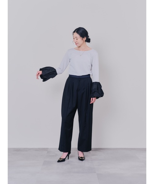 DOLLUPOOPS(ドールアップウップス)の「配色バルーンスリーブトップス(Tシャツ/カットソー・レディース・ワイン/ブラック/ライトグレー・38)」の9枚目の写真