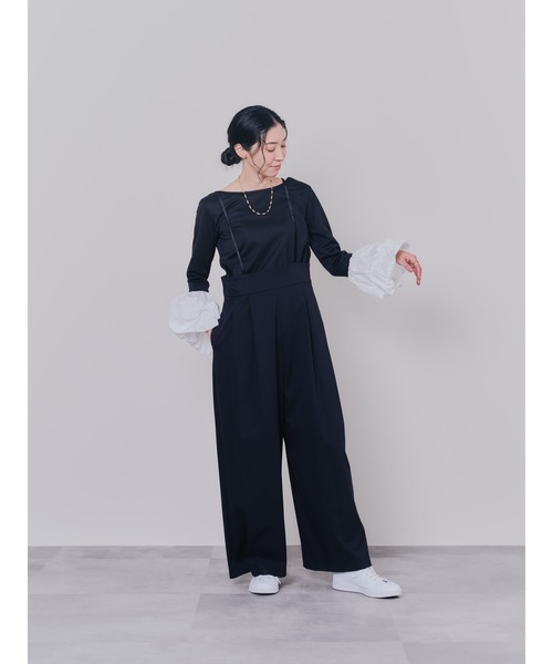 DOLLUPOOPS(ドールアップウップス)の「配色バルーンスリーブトップス(Tシャツ/カットソー・レディース・ワイン/ブラック/ライトグレー・38)」の4枚目の写真