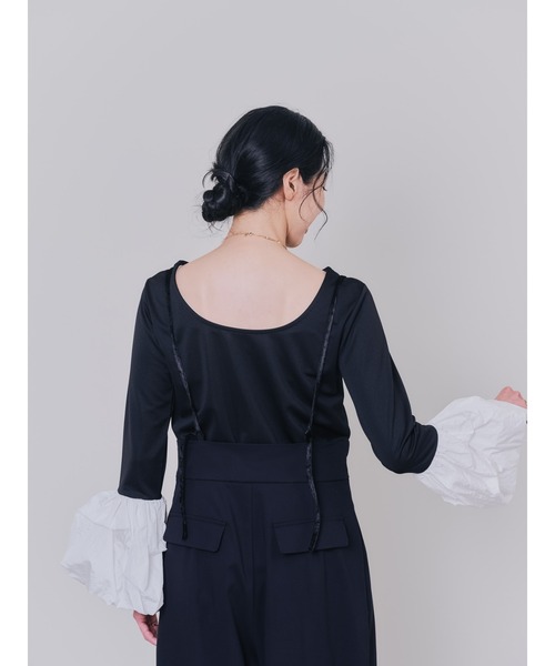 DOLLUPOOPS(ドールアップウップス)の「配色バルーンスリーブトップス(Tシャツ/カットソー・レディース・ワイン/ブラック/ライトグレー・38)」の14枚目の写真