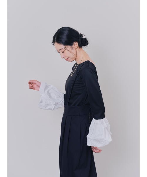 DOLLUPOOPS(ドールアップウップス)の「配色バルーンスリーブトップス(Tシャツ/カットソー・レディース・ワイン/ブラック/ライトグレー・38)」の13枚目の写真